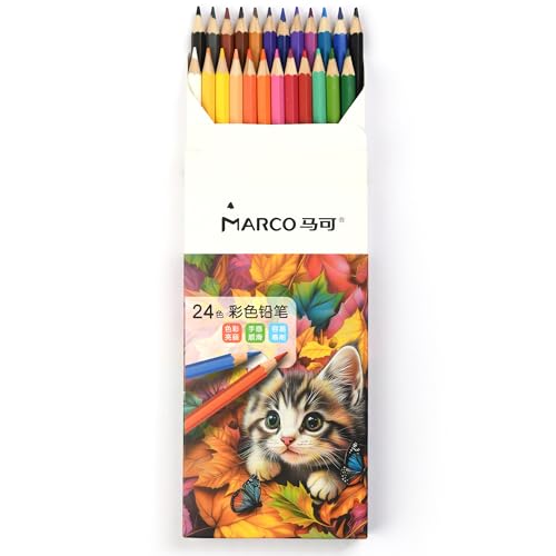 Amazon | Marco 油性色鉛筆 24色 塗り絵 芯2.9mm 折れにくい 色鮮やか